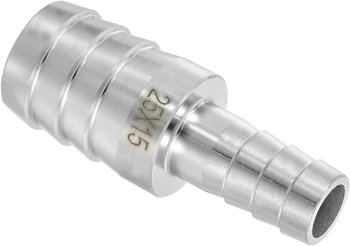 1" to 17/32" Hose Barb Reducer Pipe Fitting, 304 Stainless Steel Hose Pipe Fitting Sanitary Adapter for Vacuum Systems, Industrial Pipe Connections, Silver
