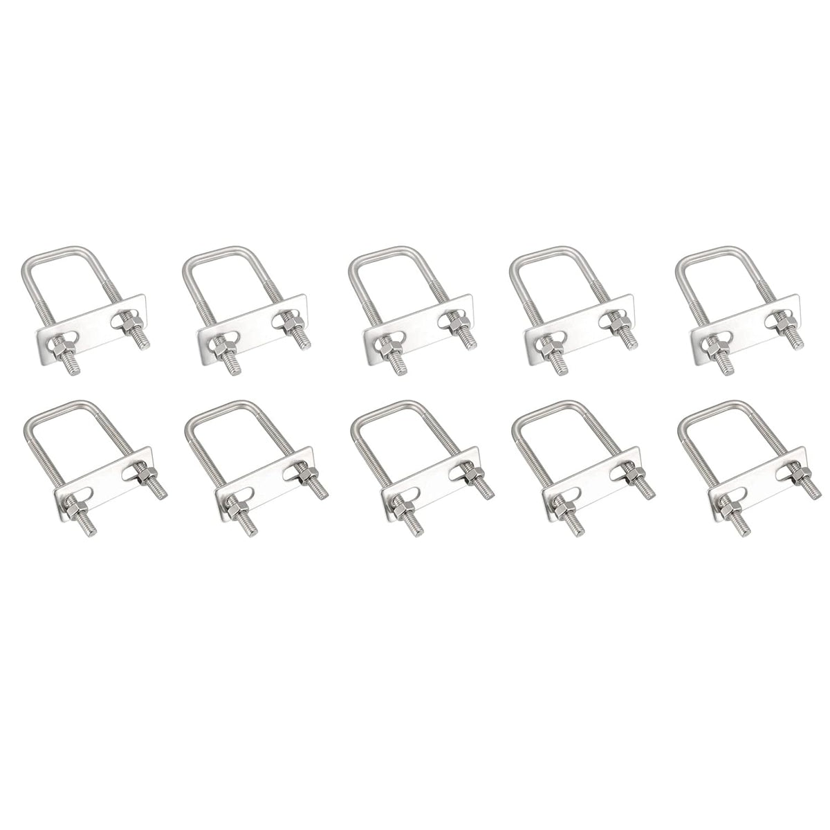 Square U-Bolts 1-5/8"(40mm) Inner Width 2Pcs, 1-1/4"(30mm) Inner Width 2Pcs 304 Stainless Steel M6 with Nuts Frame Straps