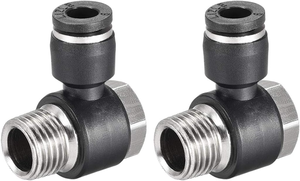 Pneumatic Push to Connect Tube Fitting 6mm Tube to 1/4NPT Male Thread Elbow 2Pcs
