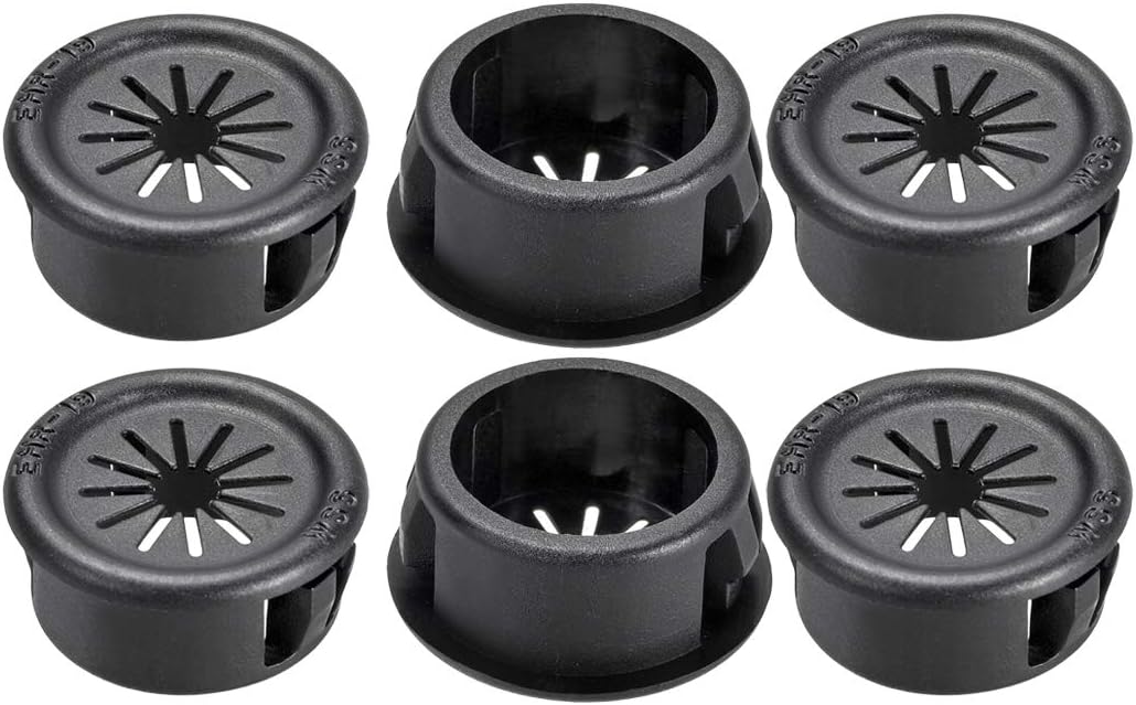 19mm Mounted Dia Cable Hose Snap Bushing Grommet Protector Black 6pcs