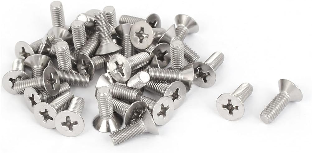 M4x12mm 316 Stainless Steel Countersunk Phillips Machine Screws Bolts 40 Pcs
