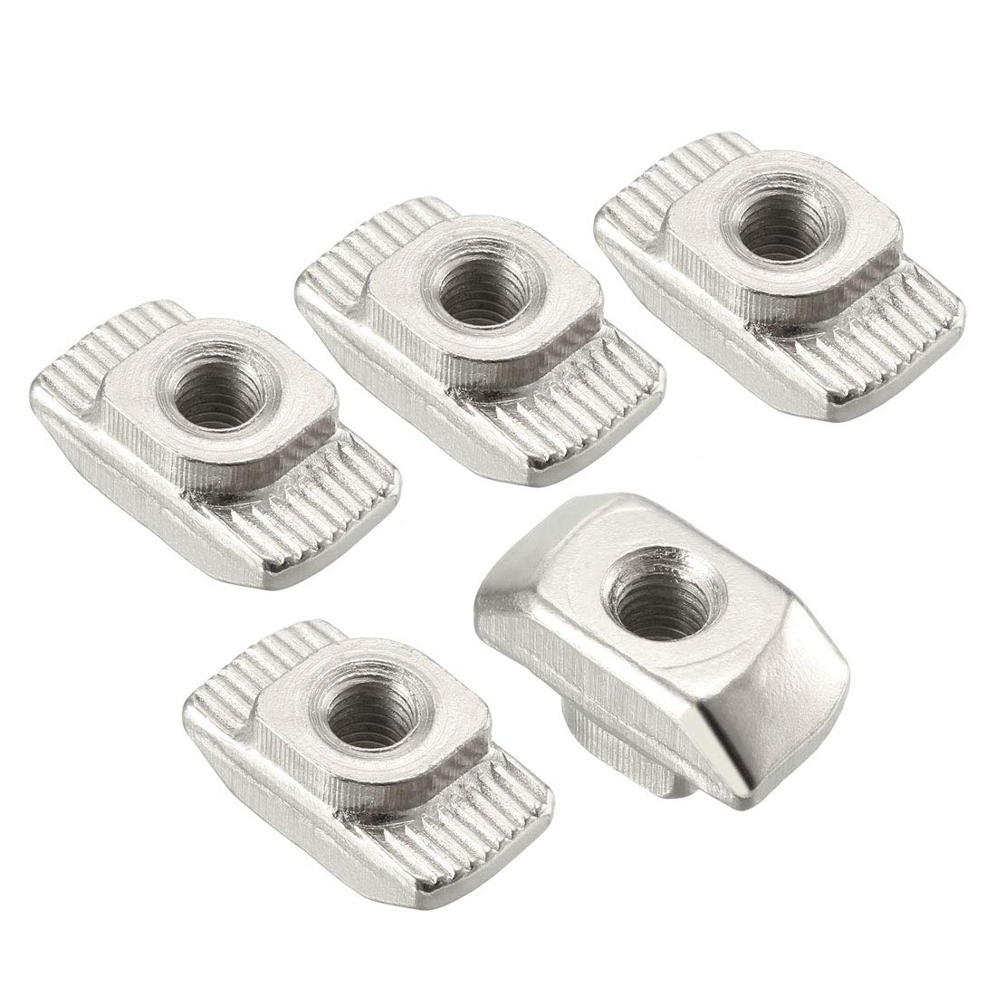 Sliding T Slot Nuts, M5 Half Round Roll in T-Nut for 4545 Series Aluminum Extrusion Profile, Carbon Steel Nickel-Plated, Pack of 20