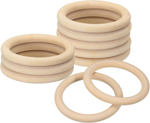 10Pcs 90mm(3.5-inch) Natural Wood Rings, 10mm Thick Smooth Unfinished Wooden Circles for DIY Crafting, Knitting, Macrame, Pendant