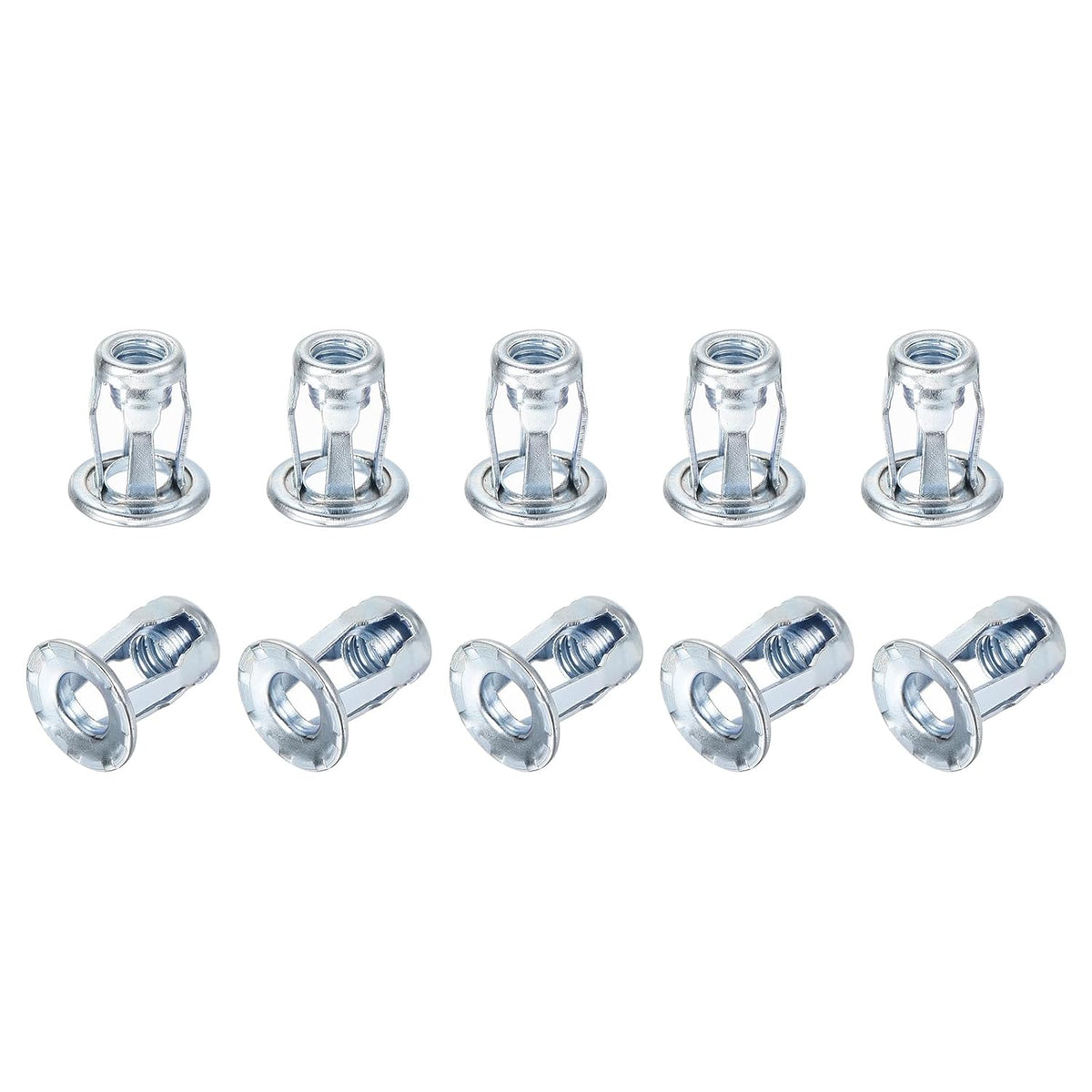 25Pcs Multi-Grip Rivet Jack Nut, 1/4"-20 Petal Carbon Steel Thread Zinc Finish Blind for Plastic Pressboard Hardboard Door Anchors Aluminium cladding Steel Pipe
