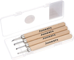 4pcs Wood Carving Knife Tools Chisels Set, SK5 Alloy Tool Steel Small Flat Diagonal Round Triangle Graver for DIY Craft Sculpture Carpenter Beginners Experts, 1 Set