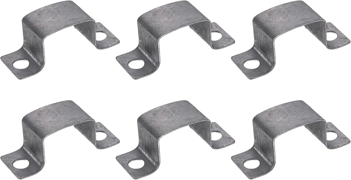 6Pcs 43x34 mm U Shaped Connector Bracket, Square Tube Strap Clamp Galvanized Steel Pipe Clamp Wood Deck Fence Post Tie for Water Pipes Stairs Railing Installation, Silver