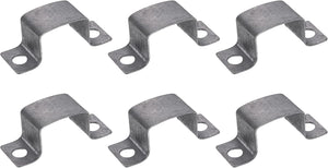 6Pcs 43x34 mm U Shaped Connector Bracket, Square Tube Strap Clamp Galvanized Steel Pipe Clamp Wood Deck Fence Post Tie for Water Pipes Stairs Railing Installation, Silver