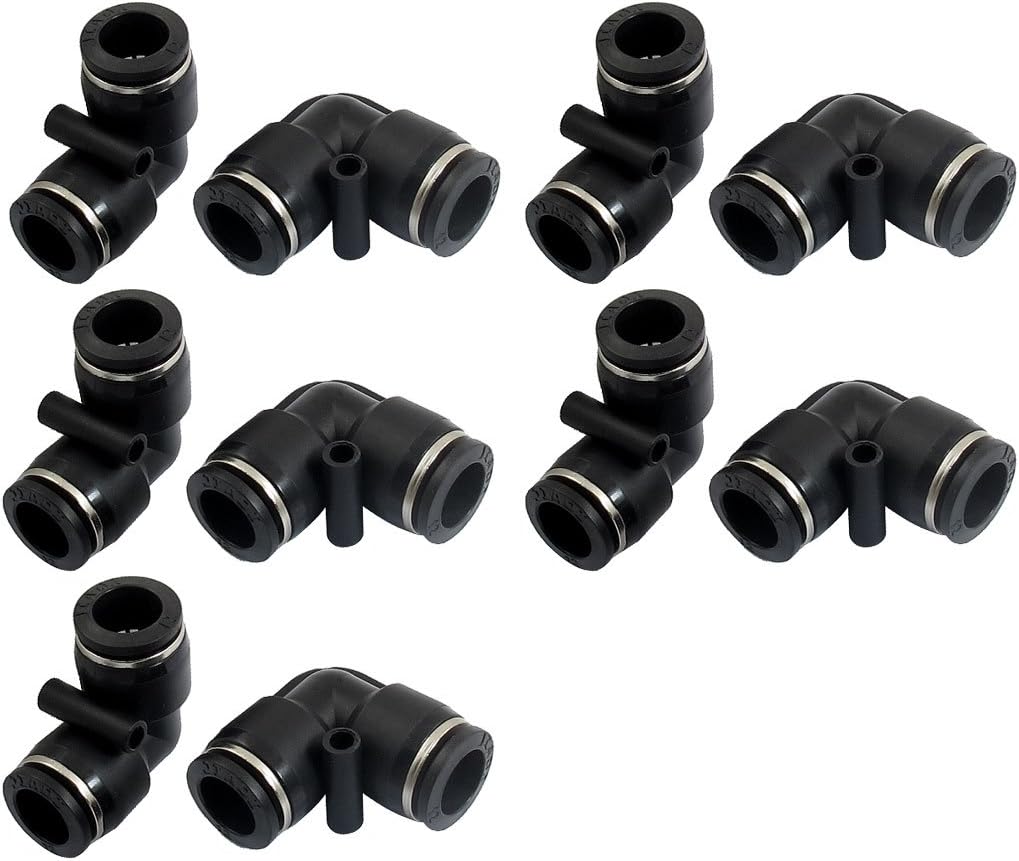10 Pcs Air Pneumatic 12mm to 12mm L Shaped Push in Elbow Connector Fittings