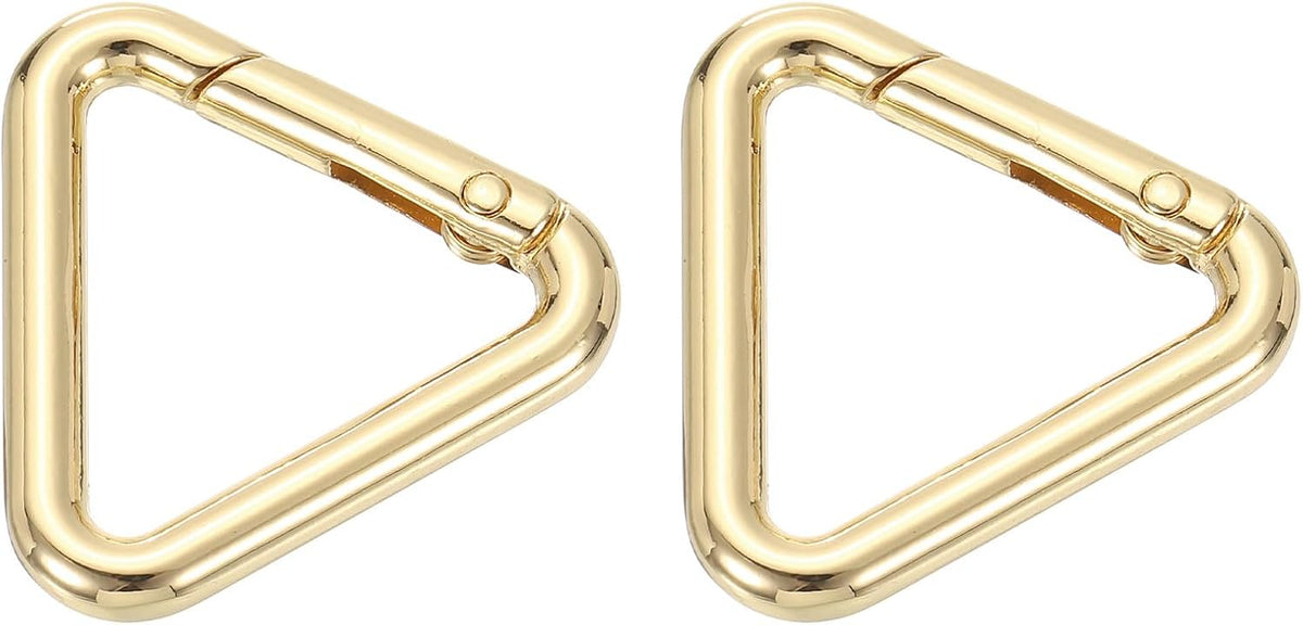 2Pcs Metal Triangle Ring Buckle, 1"(25mm) Spring Snap Clip Hook Jump Rings Alloy Trigger Keychain for Purses Handbag Strap Clasp, Gold