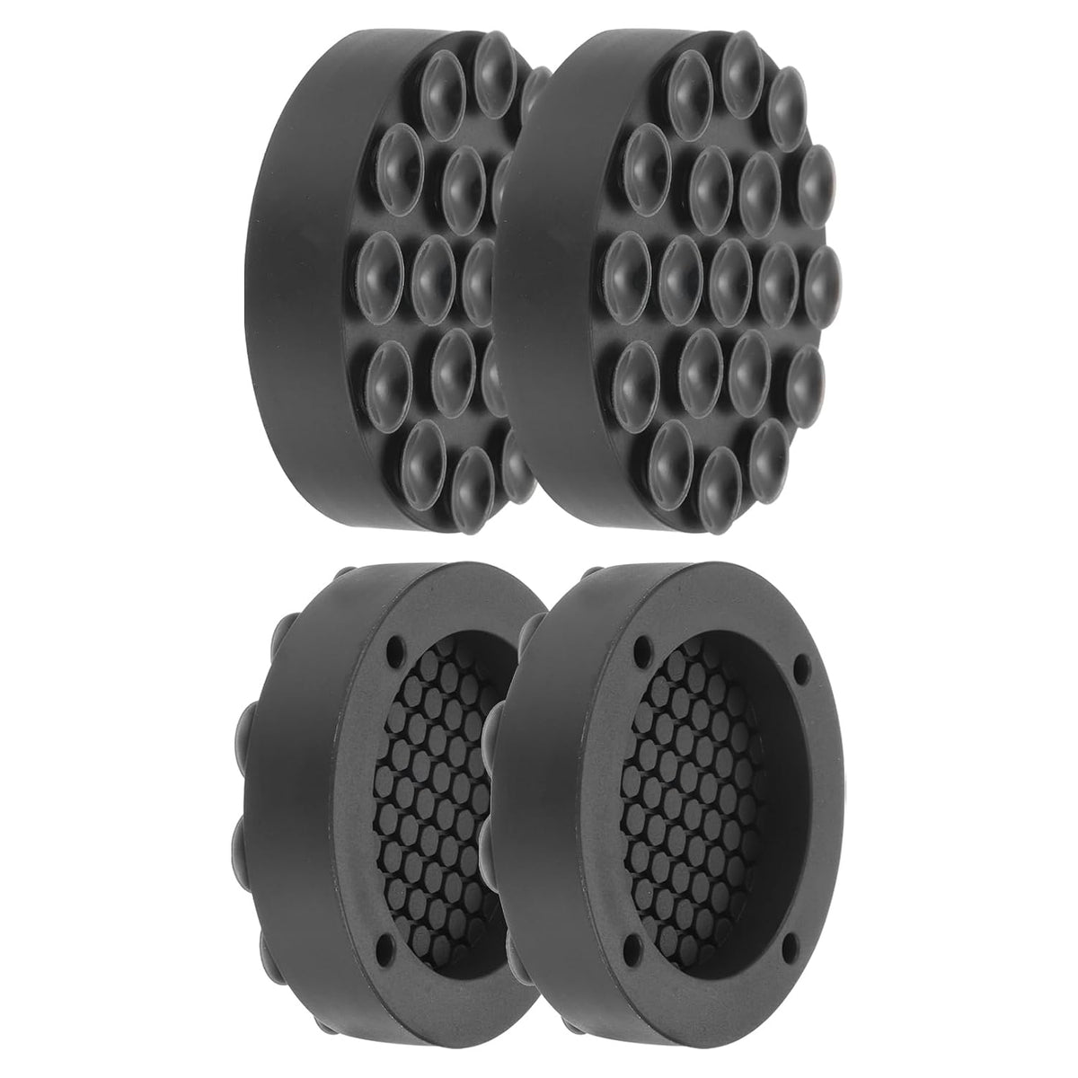 Anti Vibration Pads for Washing Machine, 4pcs Silicone Non-Silp Support Feet Mat with 19 Strong Suction Cups for Stop Washer and Dryer Walking (Black, 2.5" Diameter)
