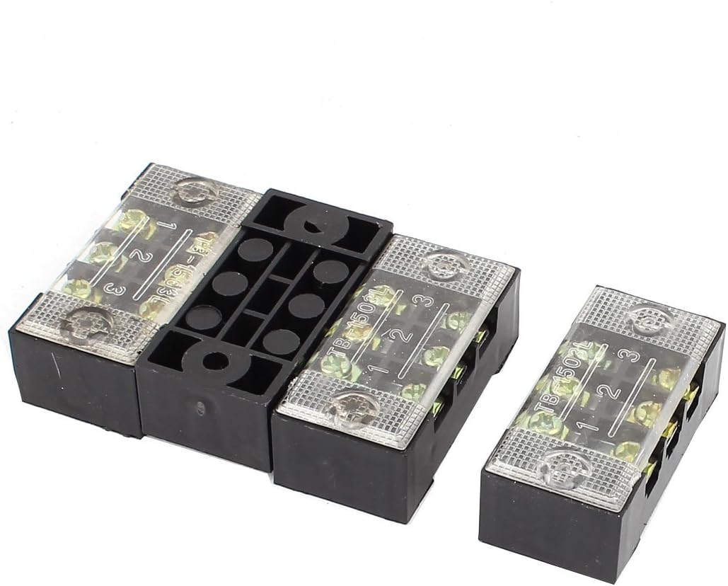 4 Pcs 600V 15A 3P Dual Row Barrier Terminal Block Wire Connector Bar