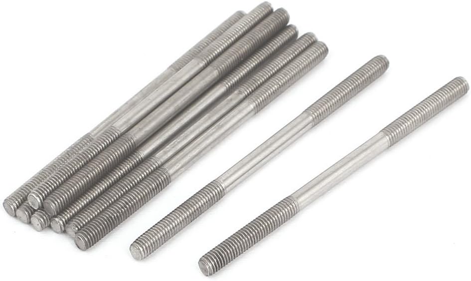 M3x55mm 304 Stainless Steel Double End Threaded Stud Screw Bolt 10pcs