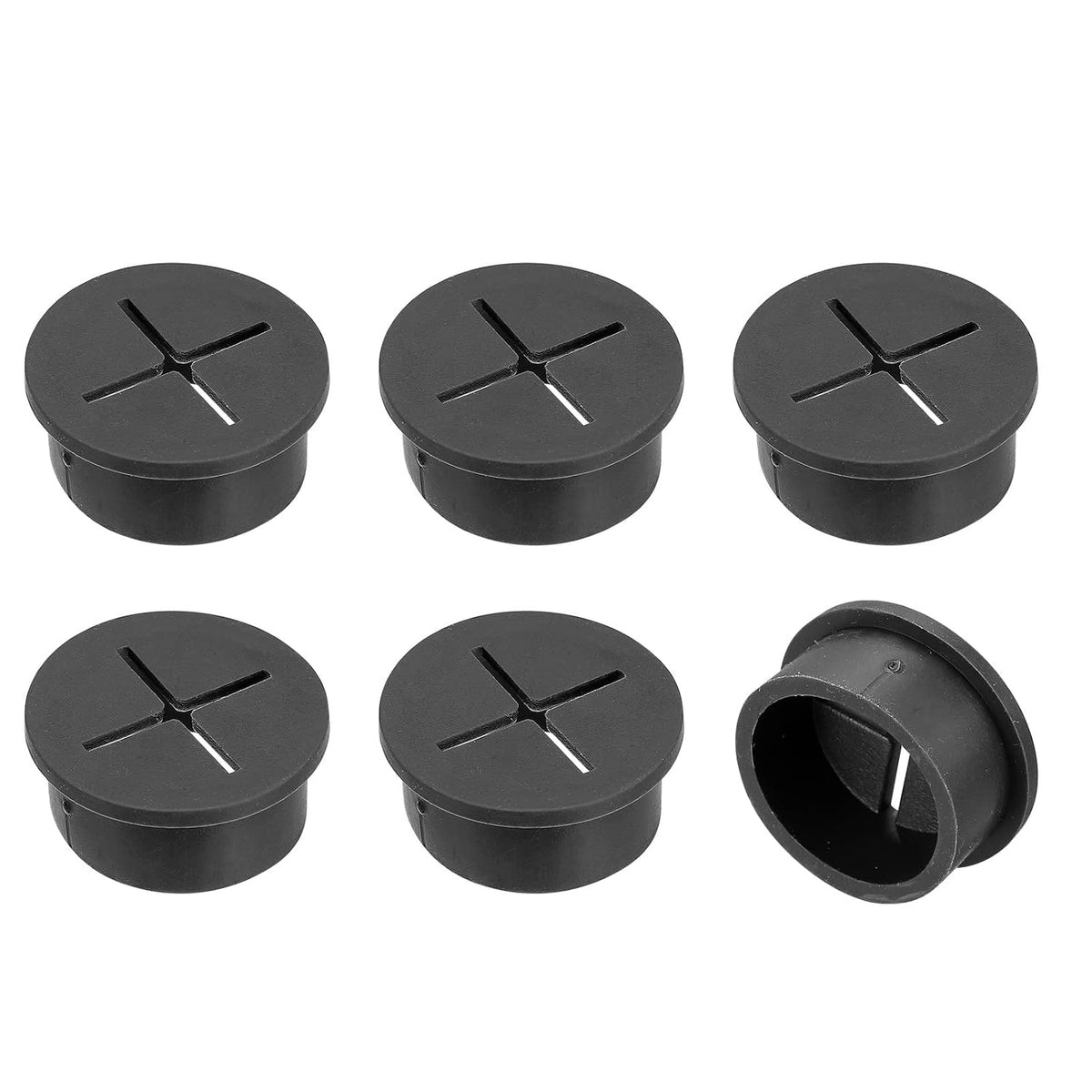 Cable Hole Cover, 6Pcs 25mm/1 Inch Rubber Desk Cable Wire Cord Grommet Hole Cover for Office Computer Desk Wire Organizer, Black