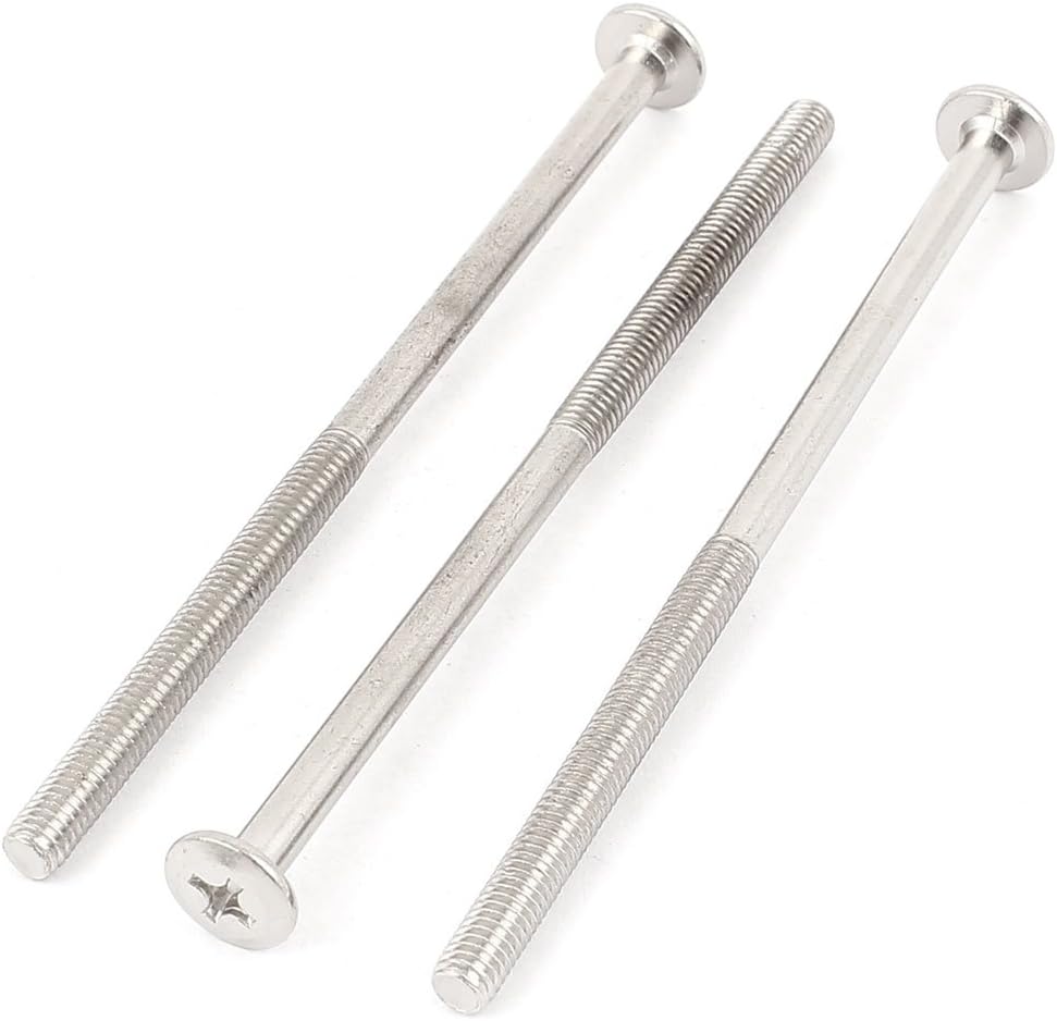 M6x120mm Male Thread Phillips Flat Head Bolt Screw Suitable for Double Bed Furniture TV Rack Wall Hanging 3pcs