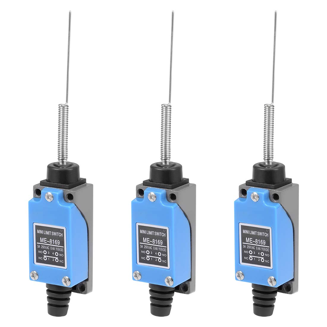 ME-8169 Cat Whisker Flexible Coil Spring Momentary Limit Switch 1NC+1NO 3Pcs for CNC Mill 3D Printer Door Switch