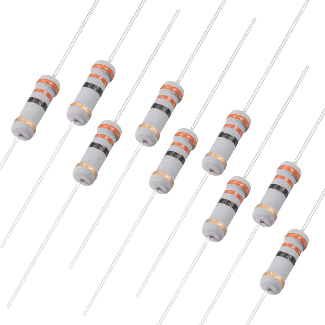 50Pcs 33 Ohm Resistor, 2W 5% Tolerance Carbon Film Resistors, 4 Bands for DIY Electronic Projects and Experiments