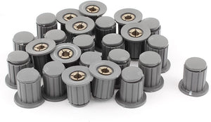 25pcs 4mm Shaft Insert Dia Brass Tone Core Potentiometer Control Knobs