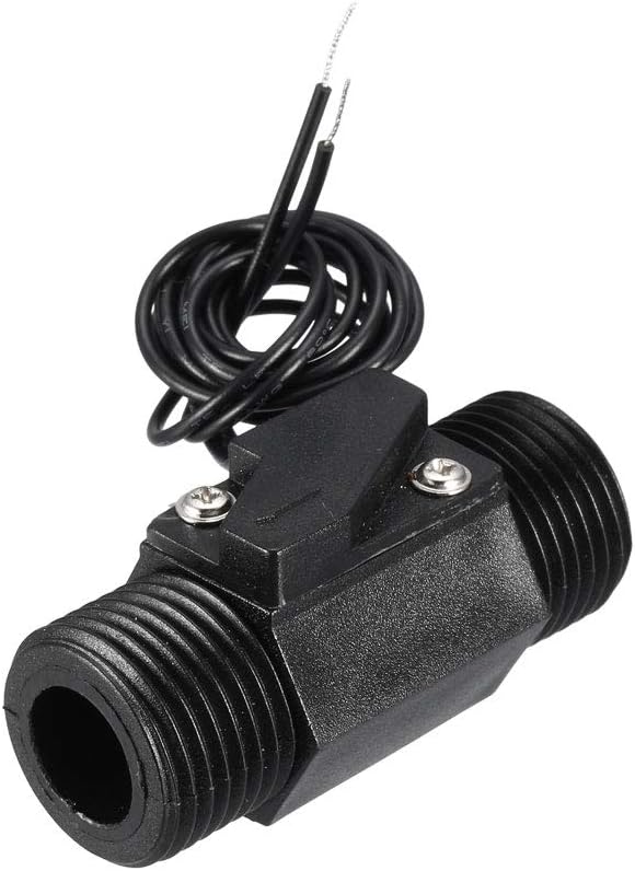 G1/2 Hall Effect Liquid Water Flow Sensor Switch Flowmeter Counter 1-25L/min Black