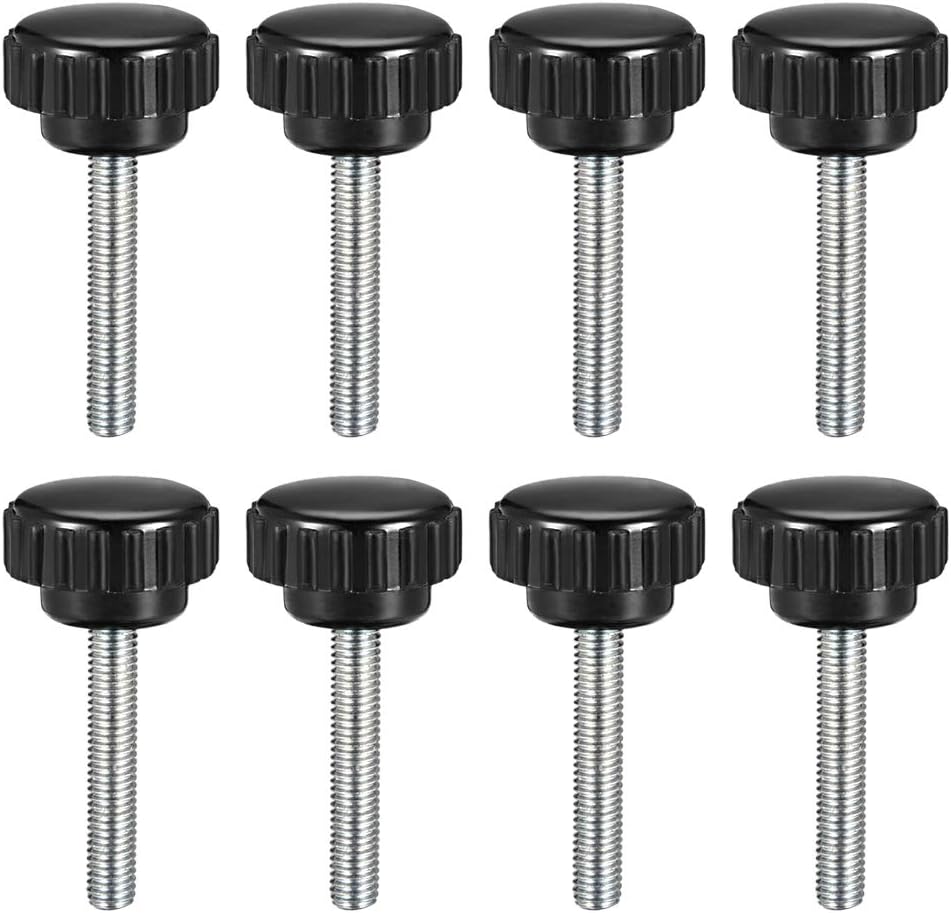 M5 x 30mm Metric Male Thread Knurled Clamping Knobs Grip Thumb Screw on Type Hand Clamping Handle Bolt with 21mm Plastic Knobs Black 8 Pcs
