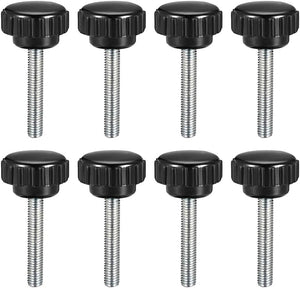 M5 x 30mm Metric Male Thread Knurled Clamping Knobs Grip Thumb Screw on Type Hand Clamping Handle Bolt with 21mm Plastic Knobs Black 8 Pcs