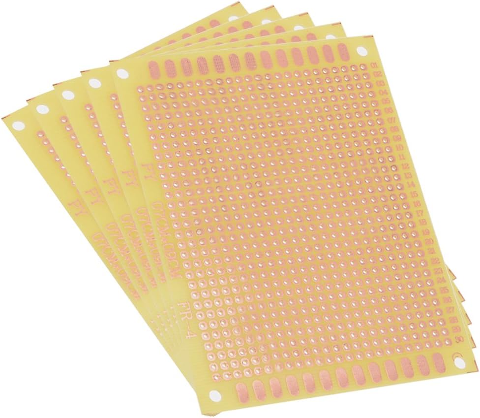 7x9cm Single Sided Universal Printed Circuit Board Coppered for DIY Soldering Yellow 5pcs