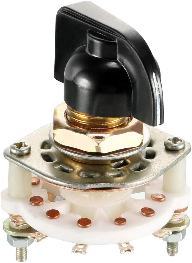 1P7T 1 Pole 7 Throw Single Deck Band Channel Rotary Switch Selector with Black Plastic Knob