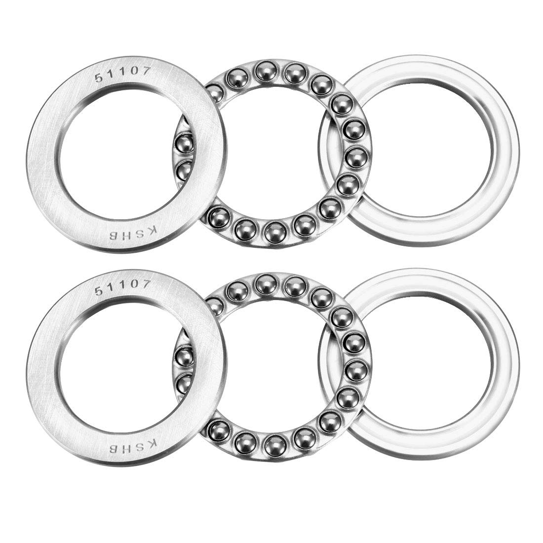 51107 Thrust Ball Bearings 35mm x 52mm x 12mm Chrome Steel ABEC3 Single Row Roller 2pcs