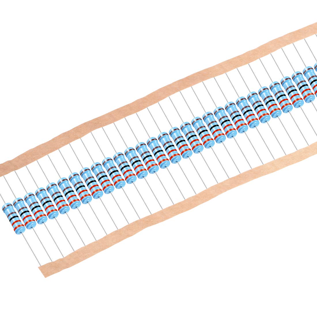 30Pcs 2.2K Ohm Resistor, 2W 1% Tolerance Metal Film Resistors, Lead, 5 Bands for DIY Electronic Projects and Experiments