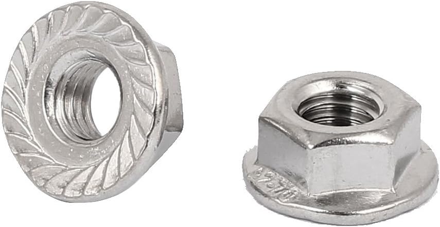 M14 304 Stainless Steel Serrated Hex Flange Nuts Silver Tone 2pcs