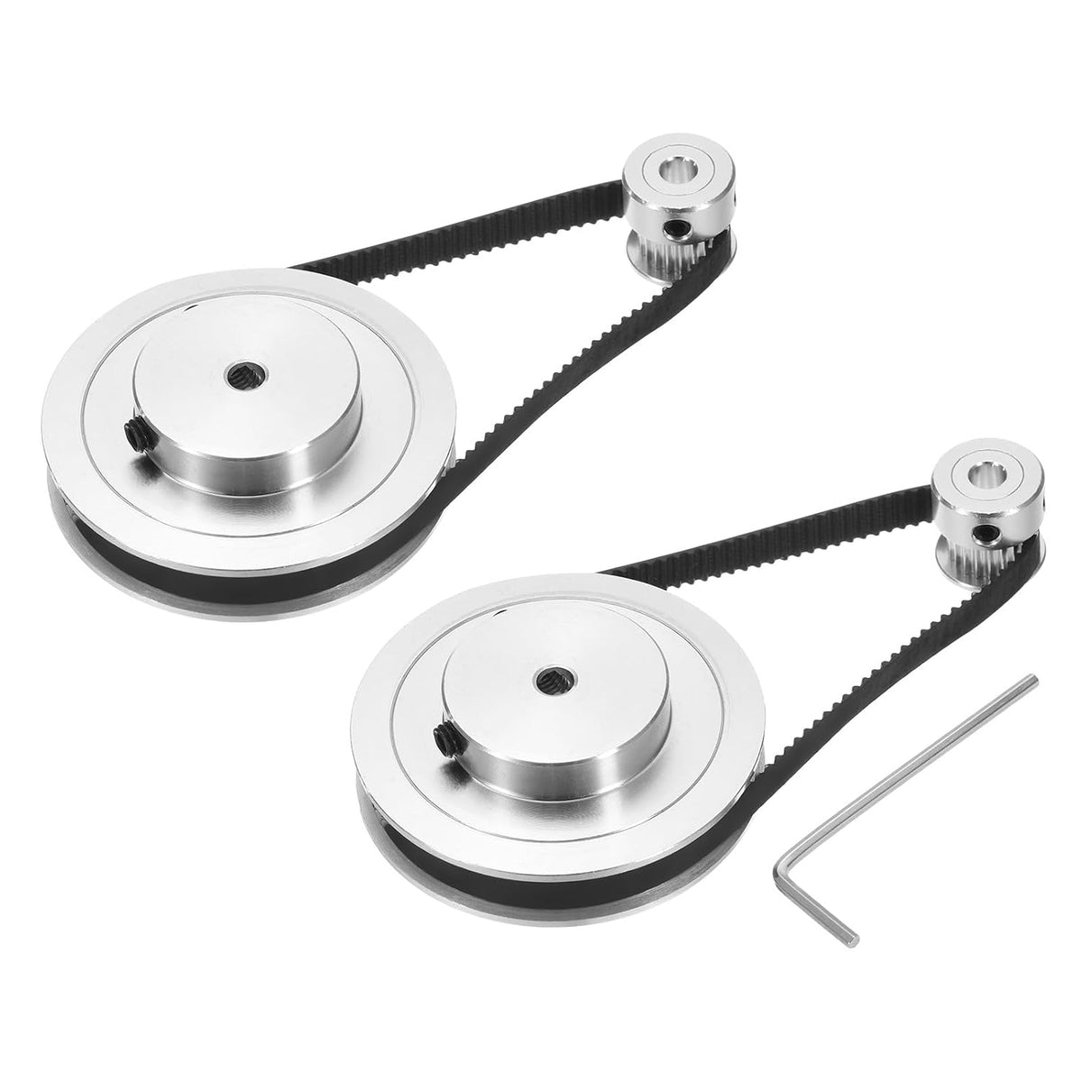2 Set GT-2 Synchronous Wheel 20&80 Teeth 5mm Bore, Aluminum Alloy Timing Pulley Wheel with 2Pcs Length 250mm, Width 6mm Belt for 3D Printer, CNC Machine (20-80T-5B-6)