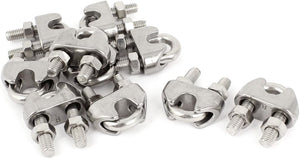 10pcs 8mm Stainless Steel Wire Rope Cable Clips Clamps Fasteners