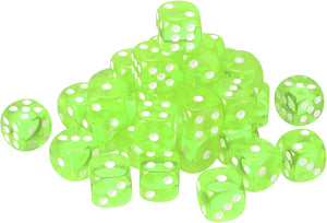 36Pcs 6 Sided Acrylic Dice, 18mm/0.71" Rounded Corner Translucent Colored D6 Game Dice for Theme Party Fun Table Board Games, Fluorescent Green
