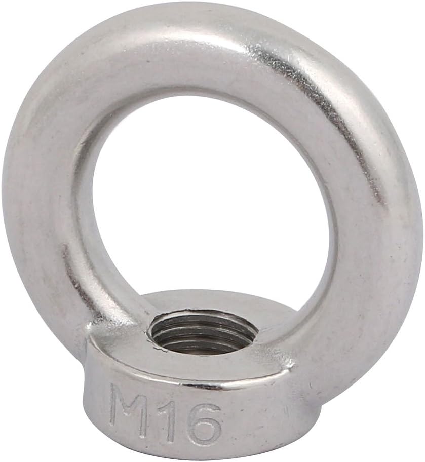 Lifting Eye Nut M16 Female Thread 304 Stainless Steel Round Shape for Rope Fitting Pack of 1
