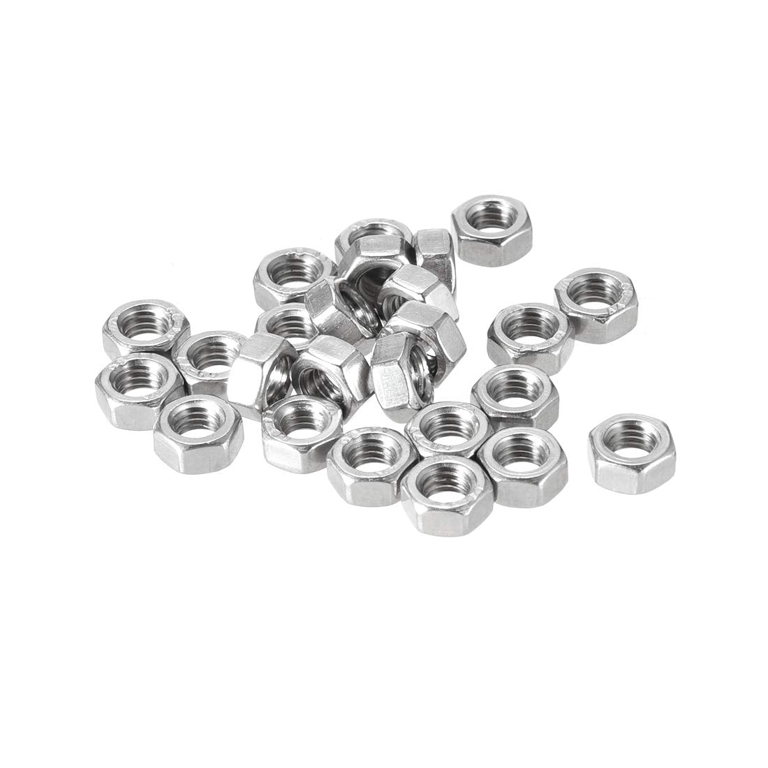 Hex Nuts, M4x0.7mm Metric Coarse Thread Hexagon Nut, Stainless Steel 316, Pack of 25