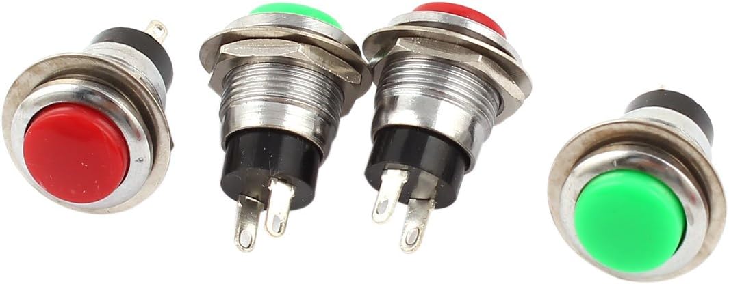 4PCS 12mm SPST Momentary Red Green Button Switch AC125V 6A 250V 3A
