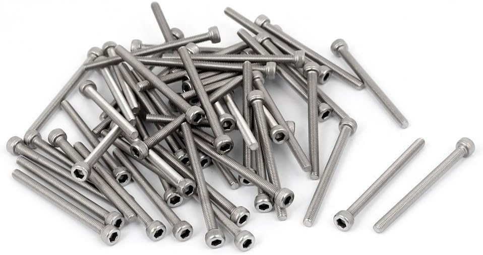 M3x40mm Thread 304 Stainless Steel Hex Socket Head Cap Screw Bolt DIN912 55pcs
