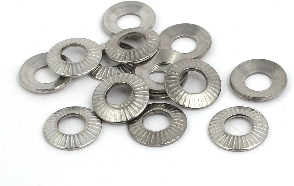 M6 304 Stainless Steel Locking Washer Silver Tone 15pcs