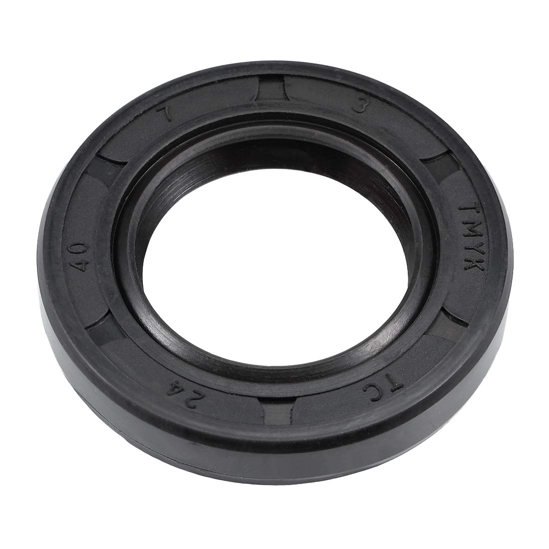 Oil Seal, TC 24mm x 40mm x 7mm Nitrile Rubber Cover Double Lip with Spring for Bearing Shaft, Black Pack of 1
