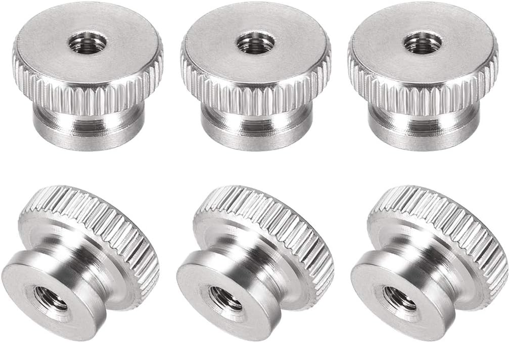 Knurled Thumb Nuts, 6Pcs M3x0.5mm 304 Stainless Steel Round Knobs Fasteners for 3D Printer Parts, Silver Tone