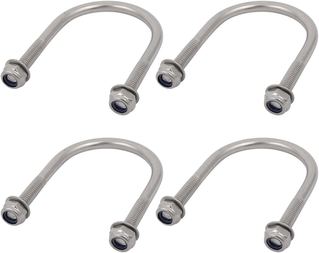 4pcs M6 Thread 304 Stainless Steel Round Bend U Bolt for 44mm Pipe Outer Dia