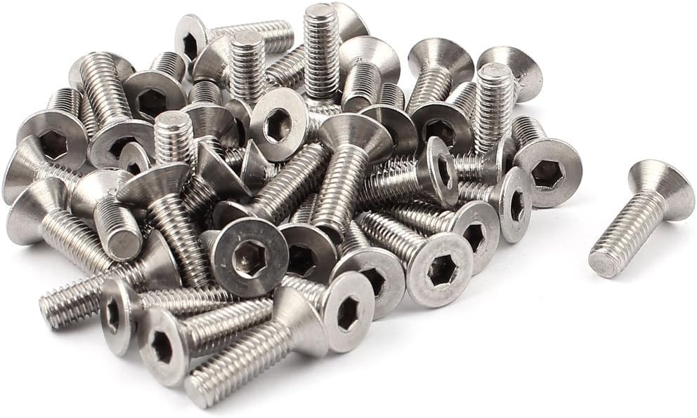 M6x20mm Hex Driver Stainless Steel Countersunk Flat Head Bolts 45pcs