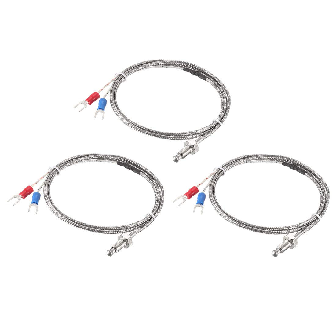 K-Type Thermocouple Temperature Sensors M6 Thread Probe with 1M/3.3Ft Wire 3pcs