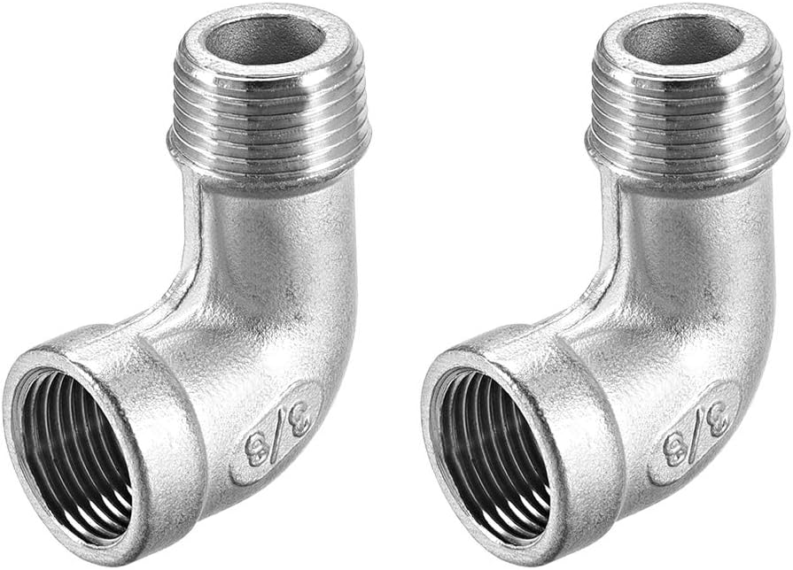 Stainless Steel 316 Cast Pipe Fitting 90 Degree Elbow 3/8 BSPT Female X 3/8 BSPT Male Thread 2pcs