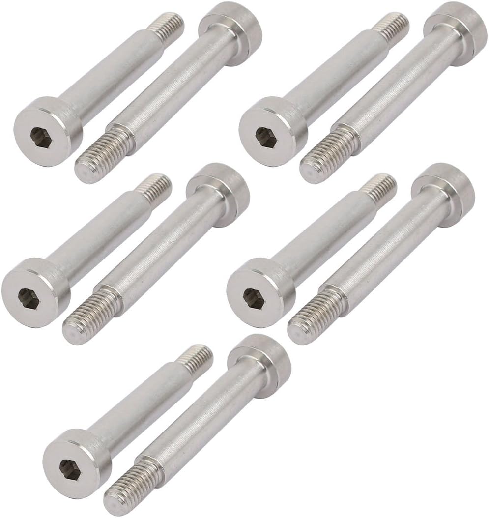 10pcs 304 Stainless Steel Hex Socket Shoulder Bolt 6mm Shoulder Dia 30mm Shoulder Length M5 Thread
