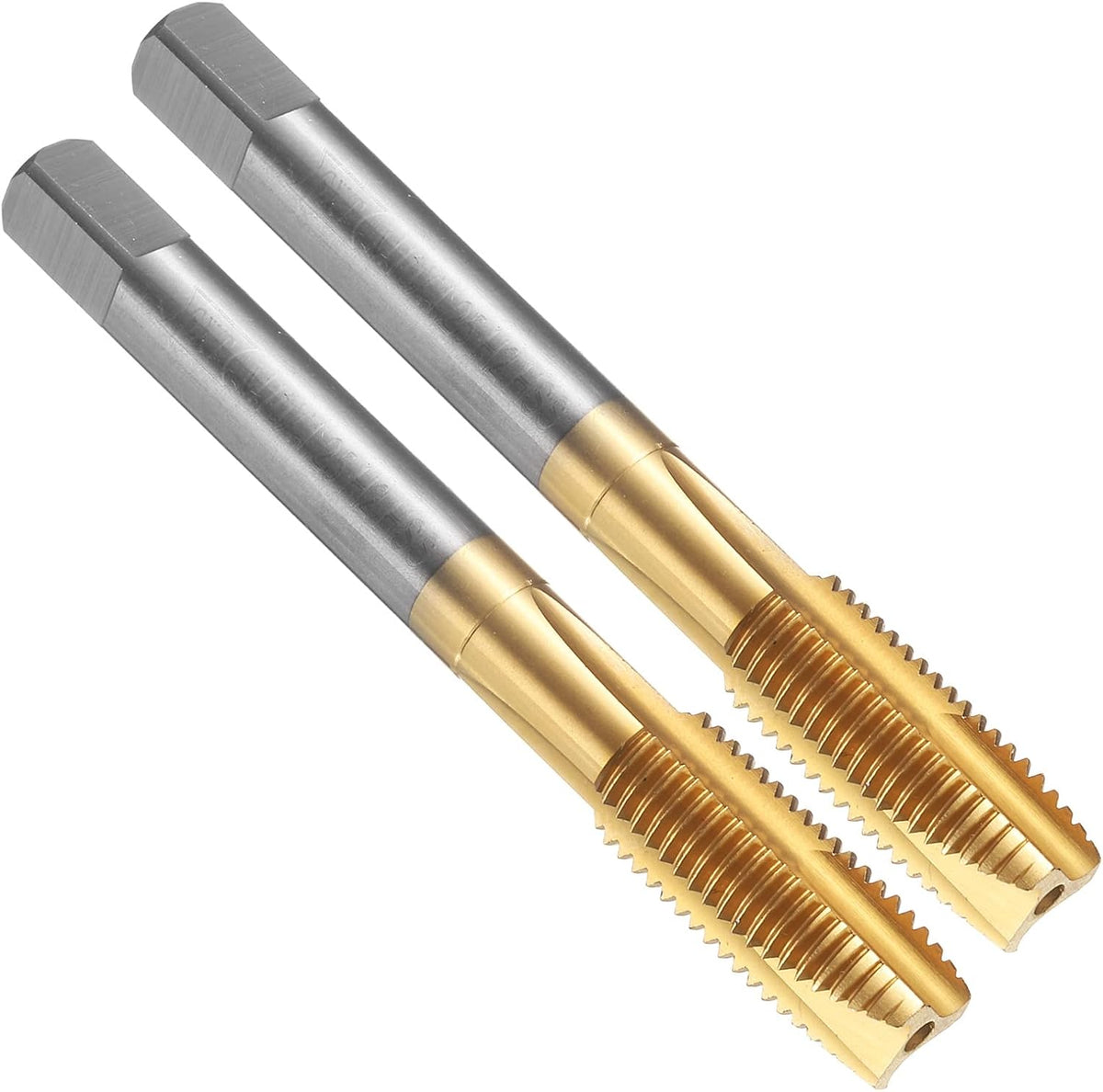 2pcs Spiral Point Thread Tap, M10 x 1.25 Metric Titanium Coated Screw Threading Tapping Tool Thread Milling Machine Taps, High-Speed Steel 6542 (HSS 6542)
