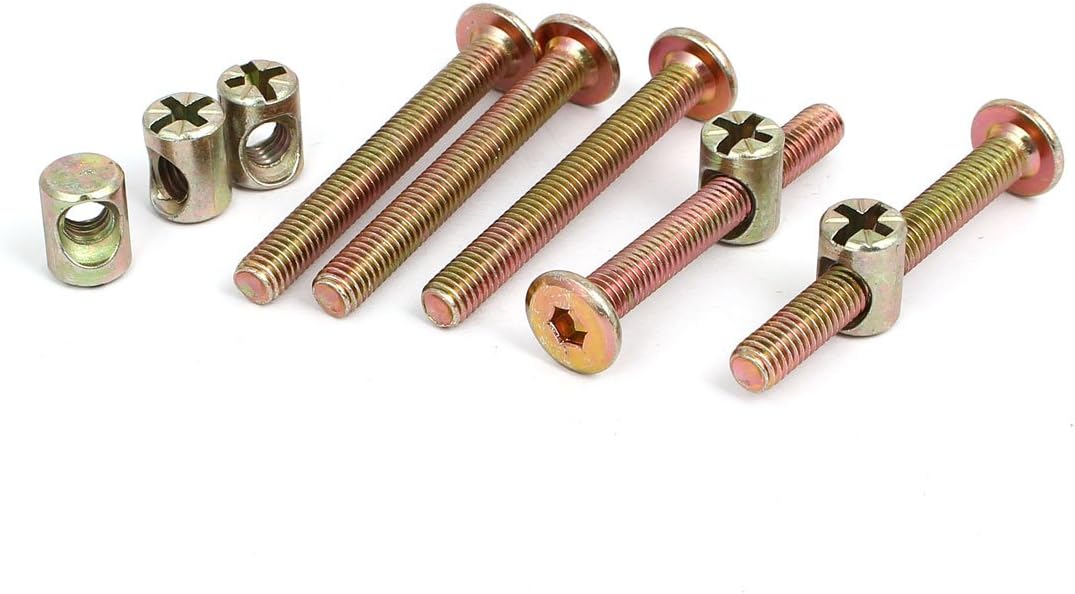 M6x50mm Hex Socket Drive Head Furniture Connecting Bolts W Barrel Nuts 5 Sets