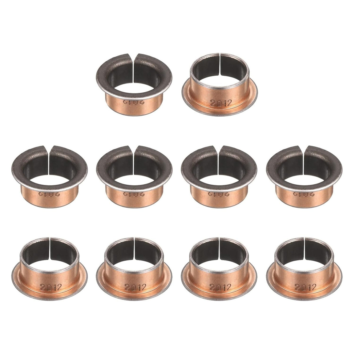 10Pcs Flanged Sleeve Bearings, 20mm Bore x 23mm OD x 12mm Length x 30mm, Sintered Bronze Wrapped Oilless Bushings