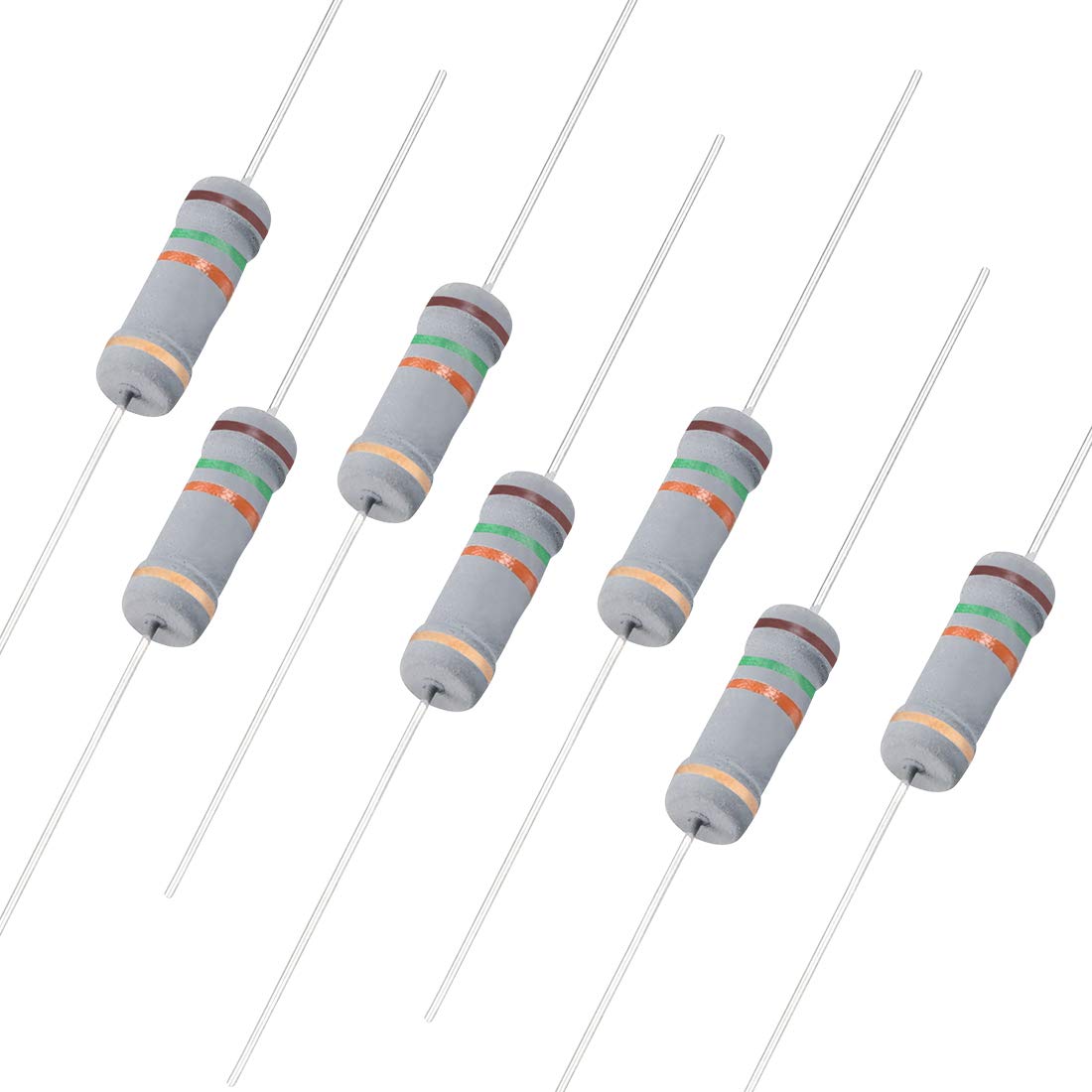 200Pcs 15K Ohm Resistor, 2W 5% Tolerance Carbon Film Resistors, 4 Bands for DIY Electronic Projects and Experiments