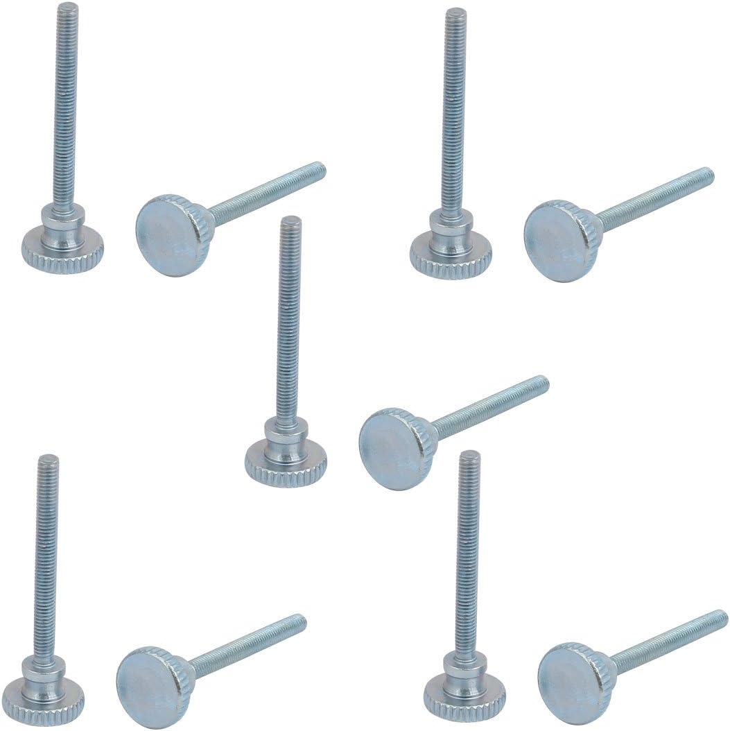 M3x30mm Carbon Steel Flat Knurled Head Fully Threaded Thumb Screw Bolt 10pcs