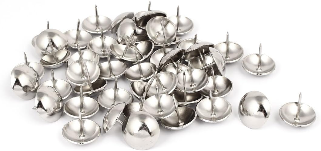Home 25mm Dia Metal Round Domed Head Upholstery Tack Nail Silver Tone 50pcs